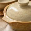 Beige ceramic cookware set: A multi-functional earthenware pot for frying, stir-frying, stewing and boiling at home Application Scenario